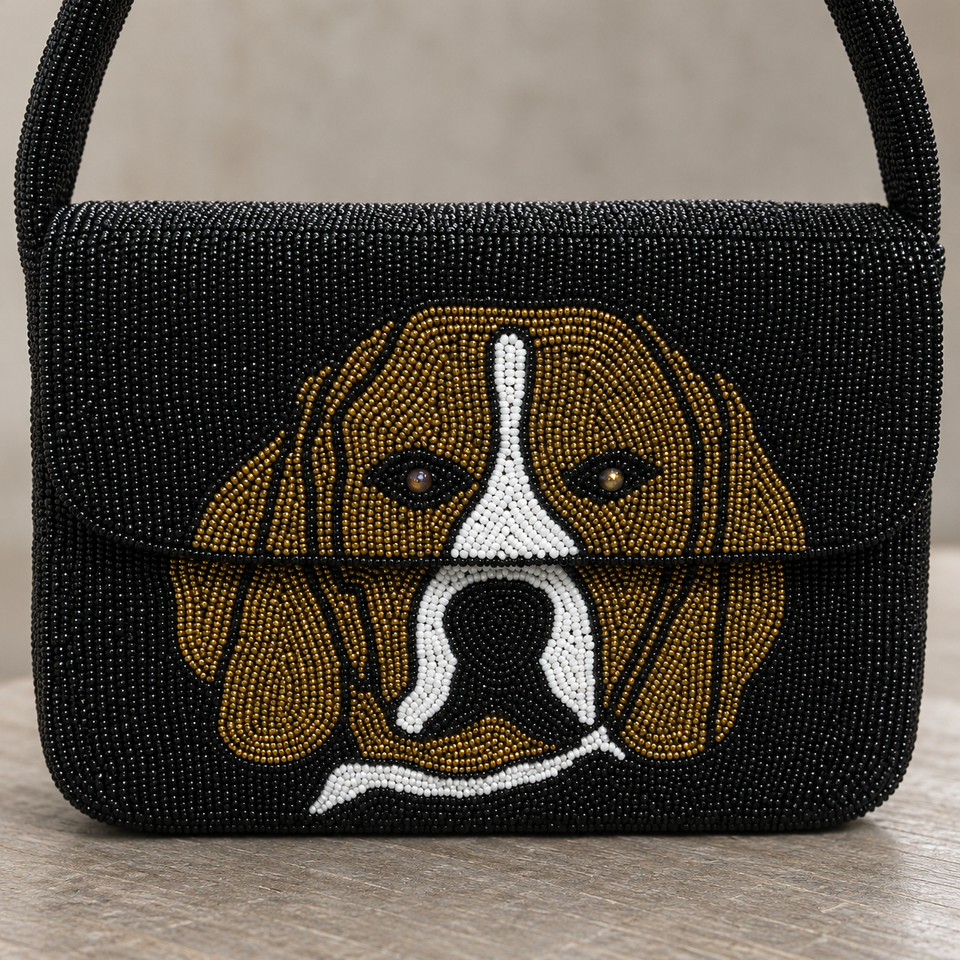 Handmade Pet Portrait Purse Beaded Dog Shoulder Bag