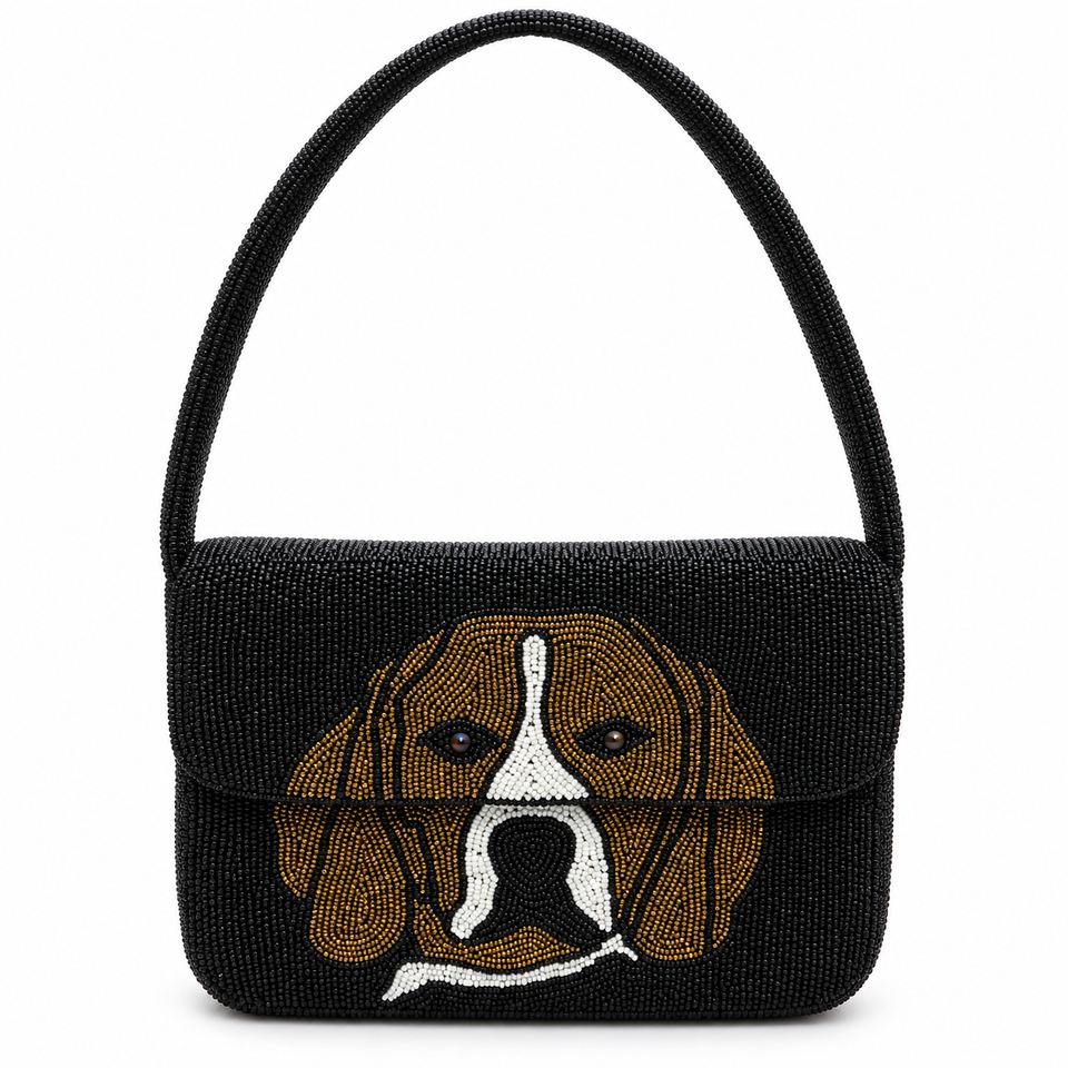 Handmade Pet Portrait Purse Beaded Dog Shoulder Bag