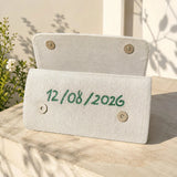 Personalized White Beaded Purse Custom Name Bridal Clutch Bag