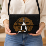 Handmade Pet Portrait Purse Beaded Dog Shoulder Bag