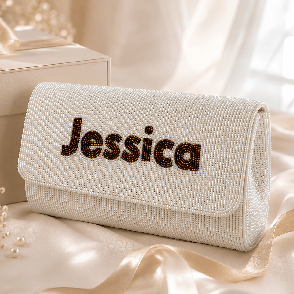 Custom Name Beaded Clutch