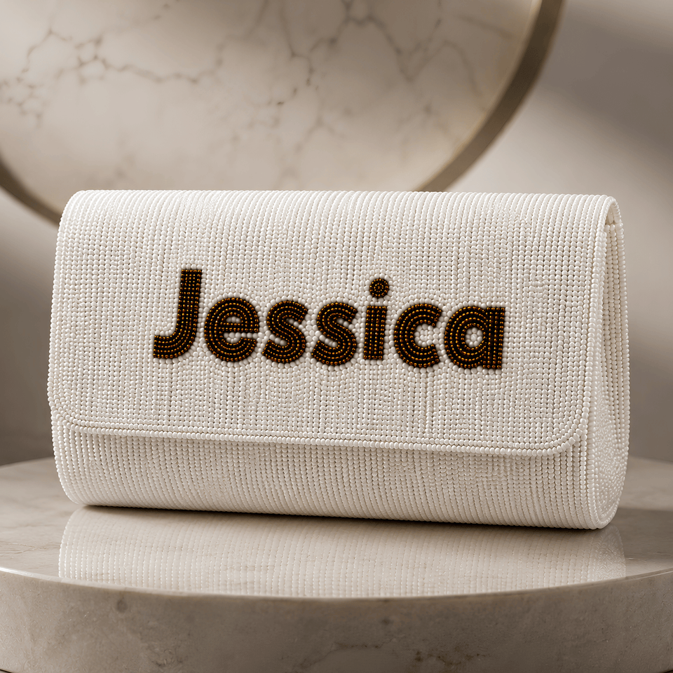 Custom Name Beaded Clutch