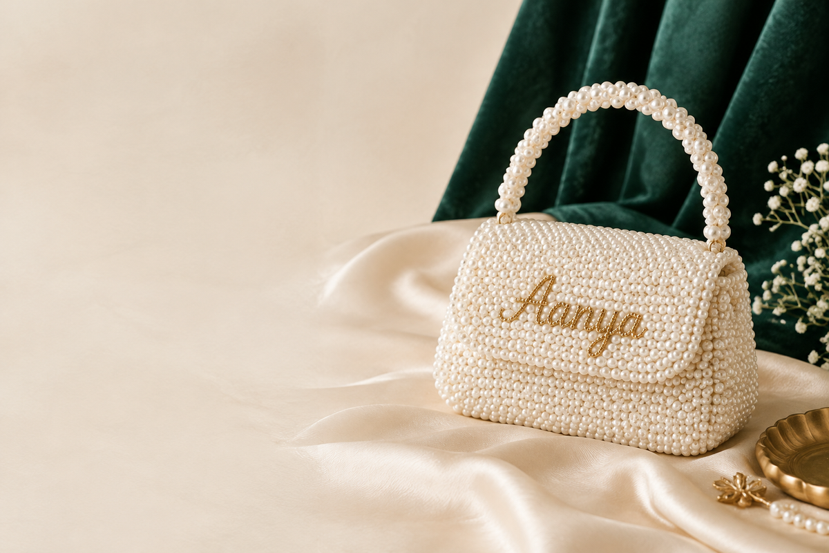 Luxury personalised beaded purse banner